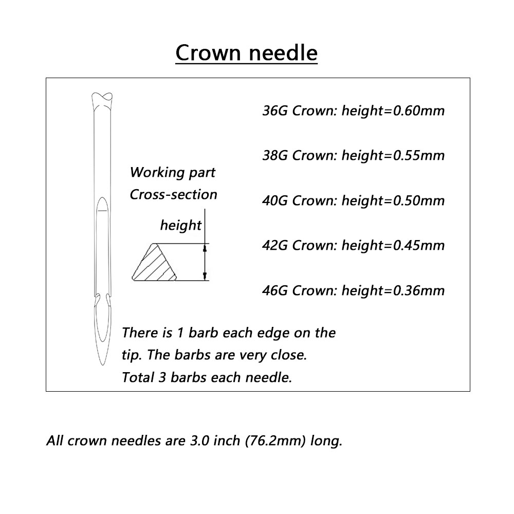 42G Crown Needle, Triangular Felting Needle for Doll head Mohair Rooting 500pcs/box